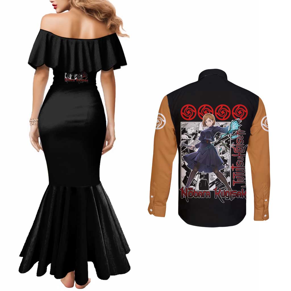 Nobara Kugisaki  - Jujutsu Kaisen Couples Matching Mermaid Dress and Long Sleeve Button Shirt Anime Mix Manga Style