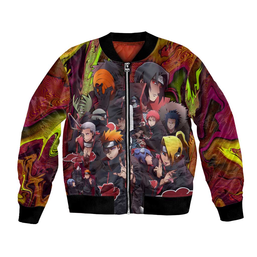 Naruto Neon Bond Akatsuki Bomber Jacket Anime Mix Trippy Style