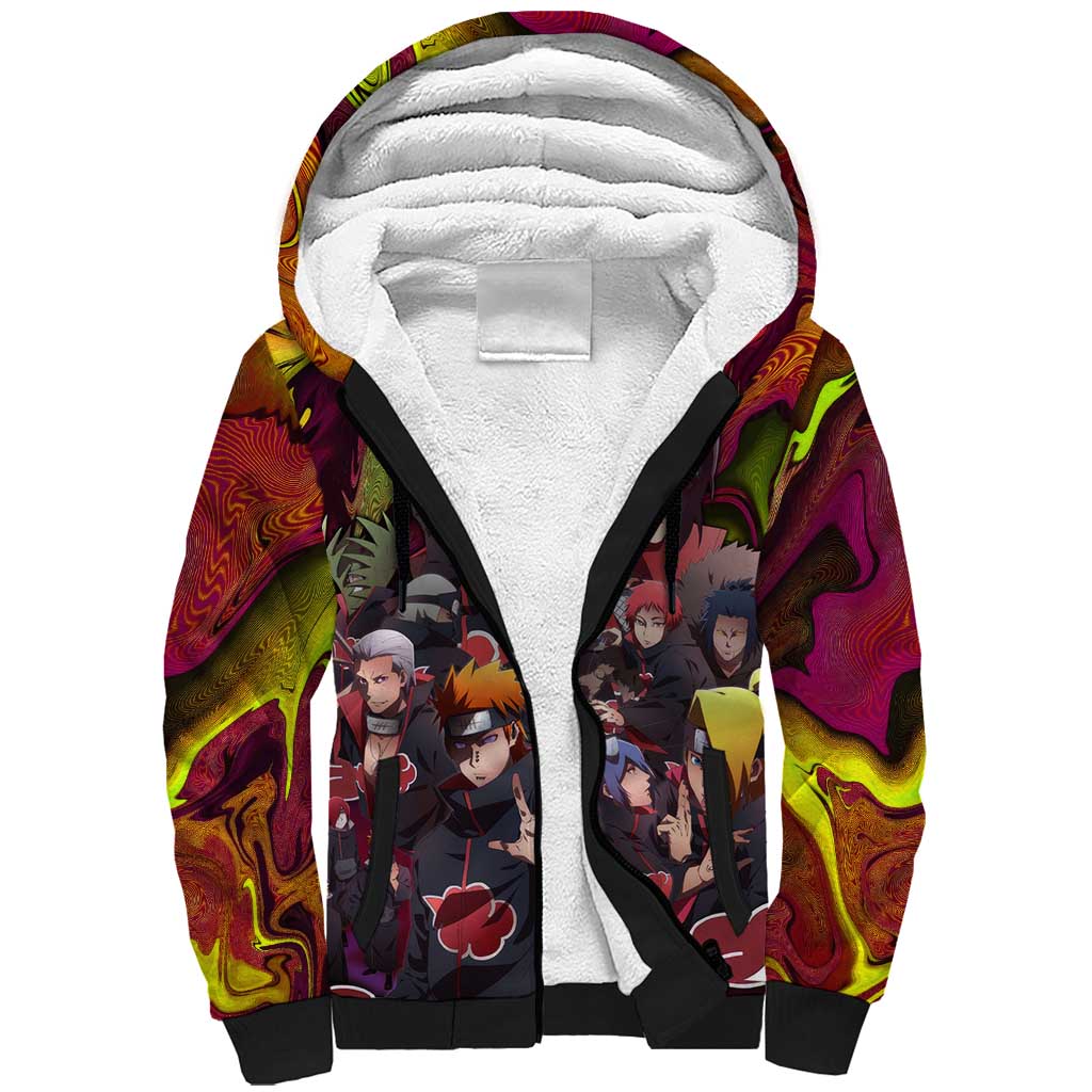 Naruto Neon Bond Akatsuki Sherpa Hoodie Anime Mix Trippy Style
