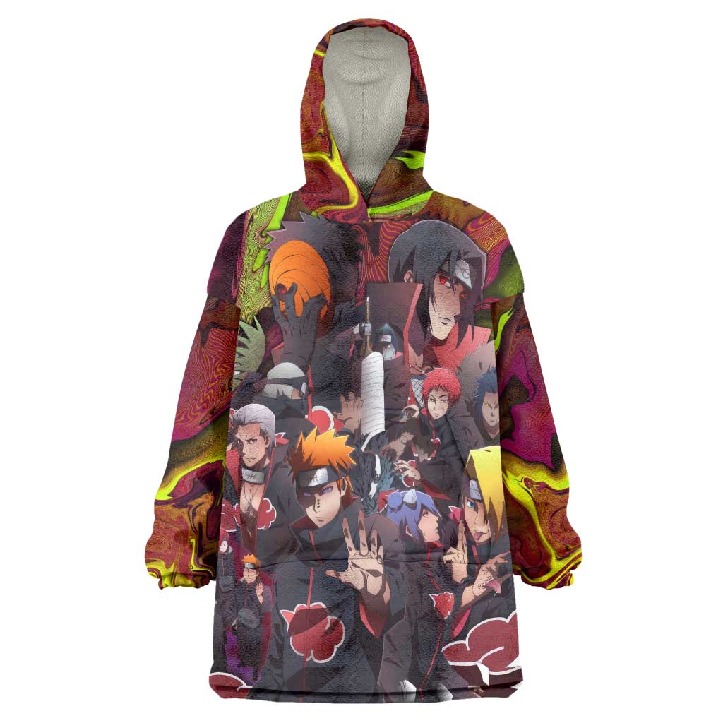 Naruto Neon Bond Akatsuki Wearable Blanket Hoodie Anime Mix Trippy Style