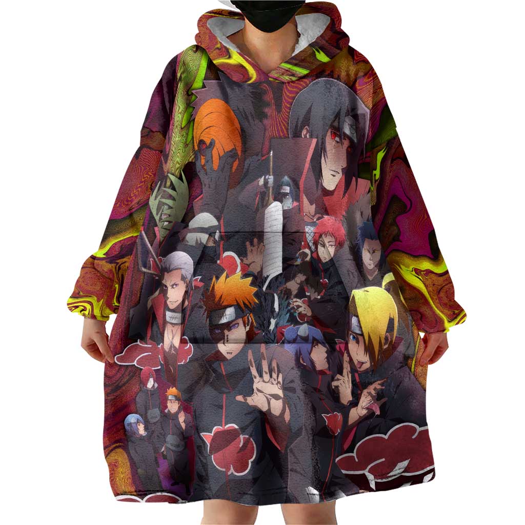 Naruto Neon Bond Akatsuki Wearable Blanket Hoodie Anime Mix Trippy Style
