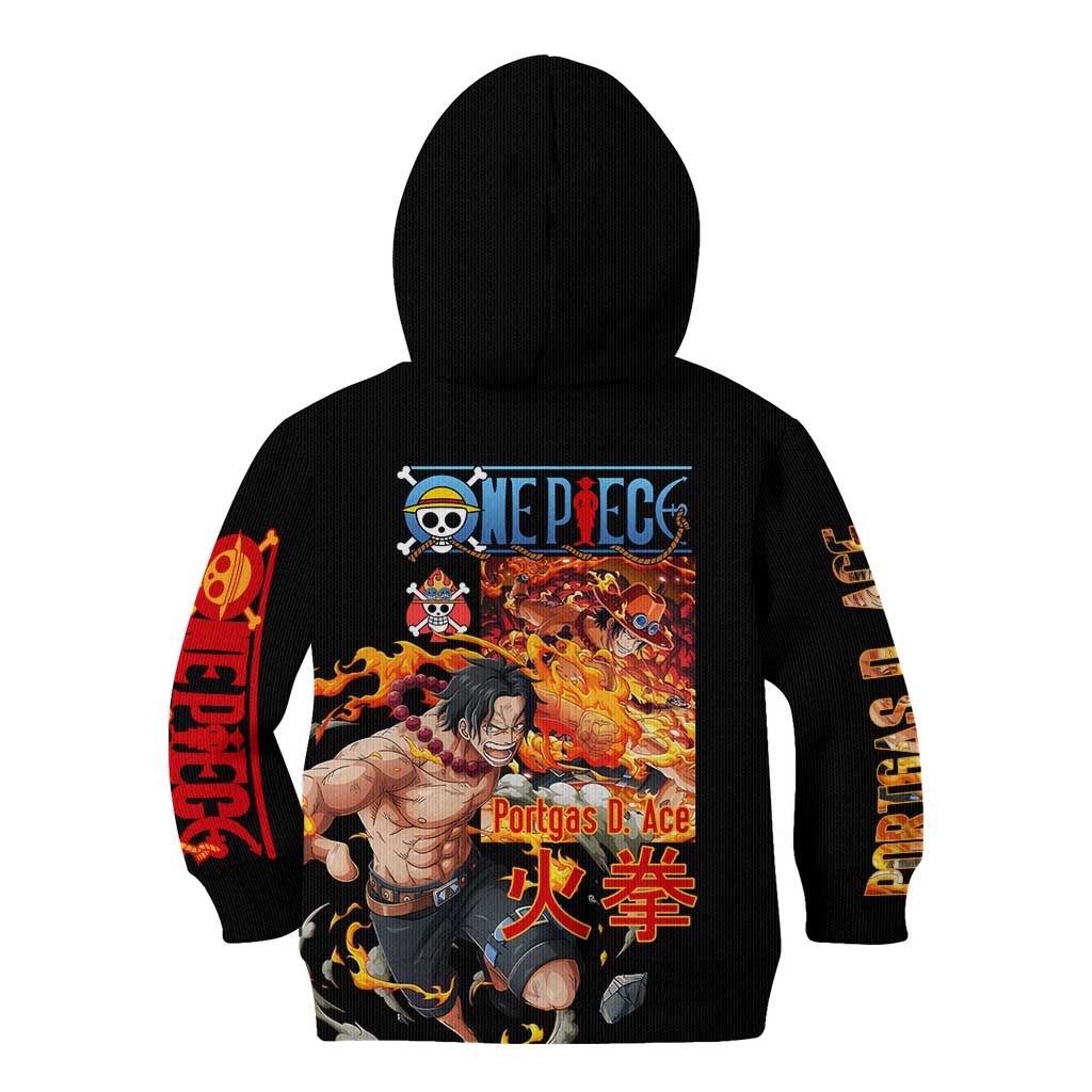 Portgas D. Ace V2 One Piece Kid Hoodie Anime Style
