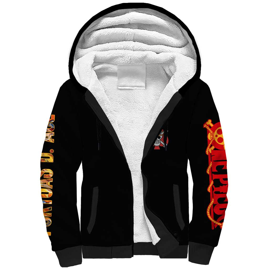 Portgas D. Ace V2 One Piece Sherpa Hoodie Anime Style