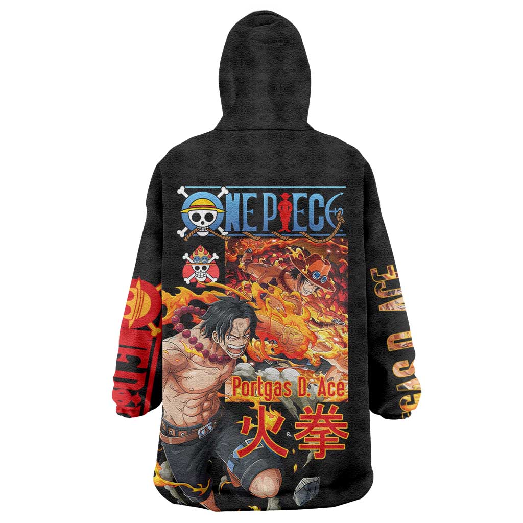 Portgas D. Ace V2 One Piece Wearable Blanket Hoodie Anime Style