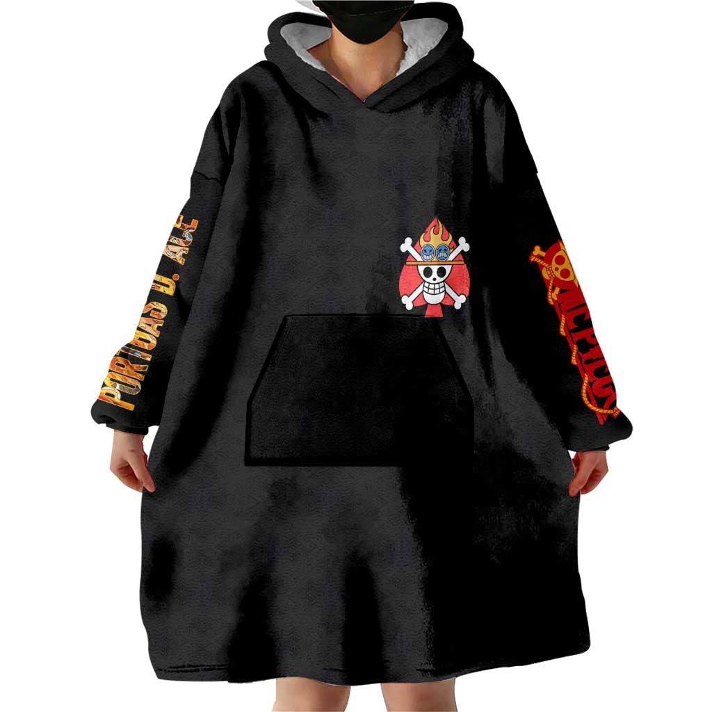 Portgas D. Ace V2 One Piece Wearable Blanket Hoodie Anime Style