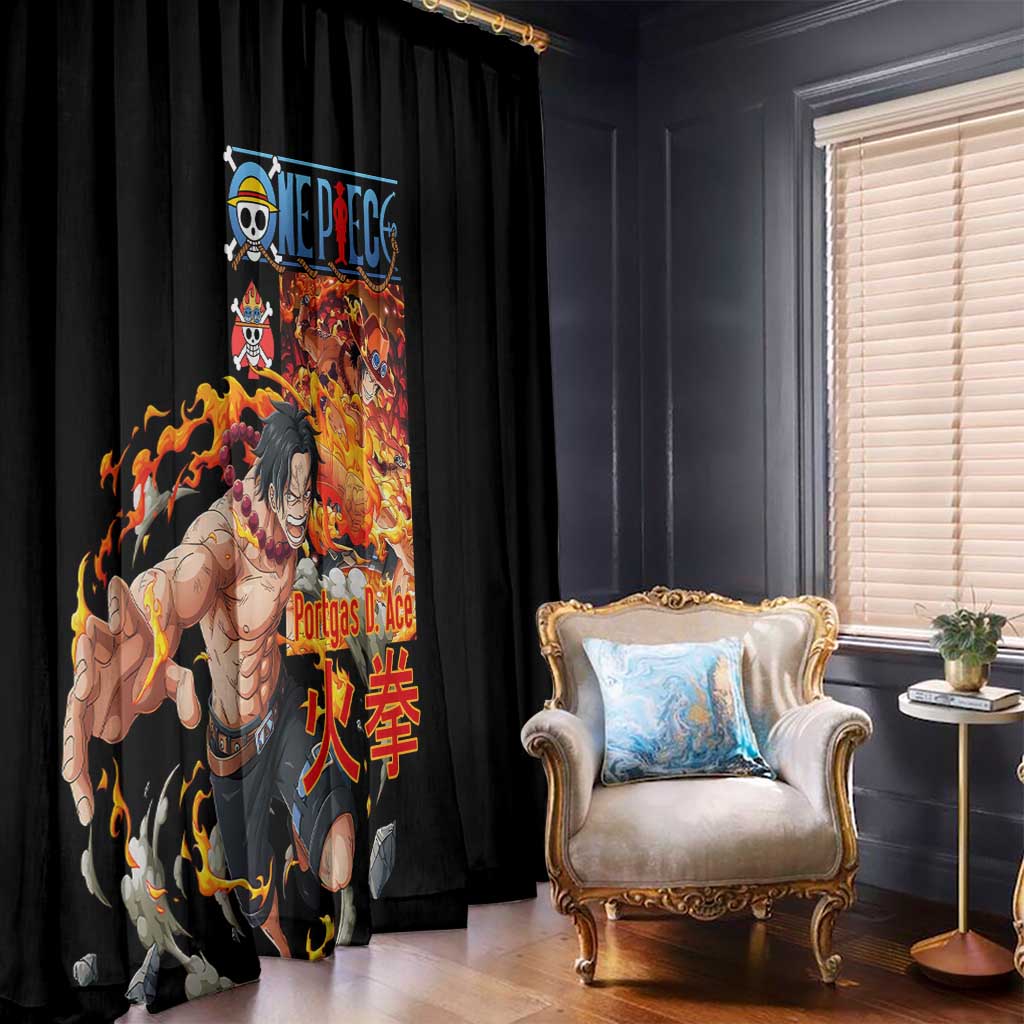 Portgas D. Ace V2 One Piece Window Curtain Anime Style
