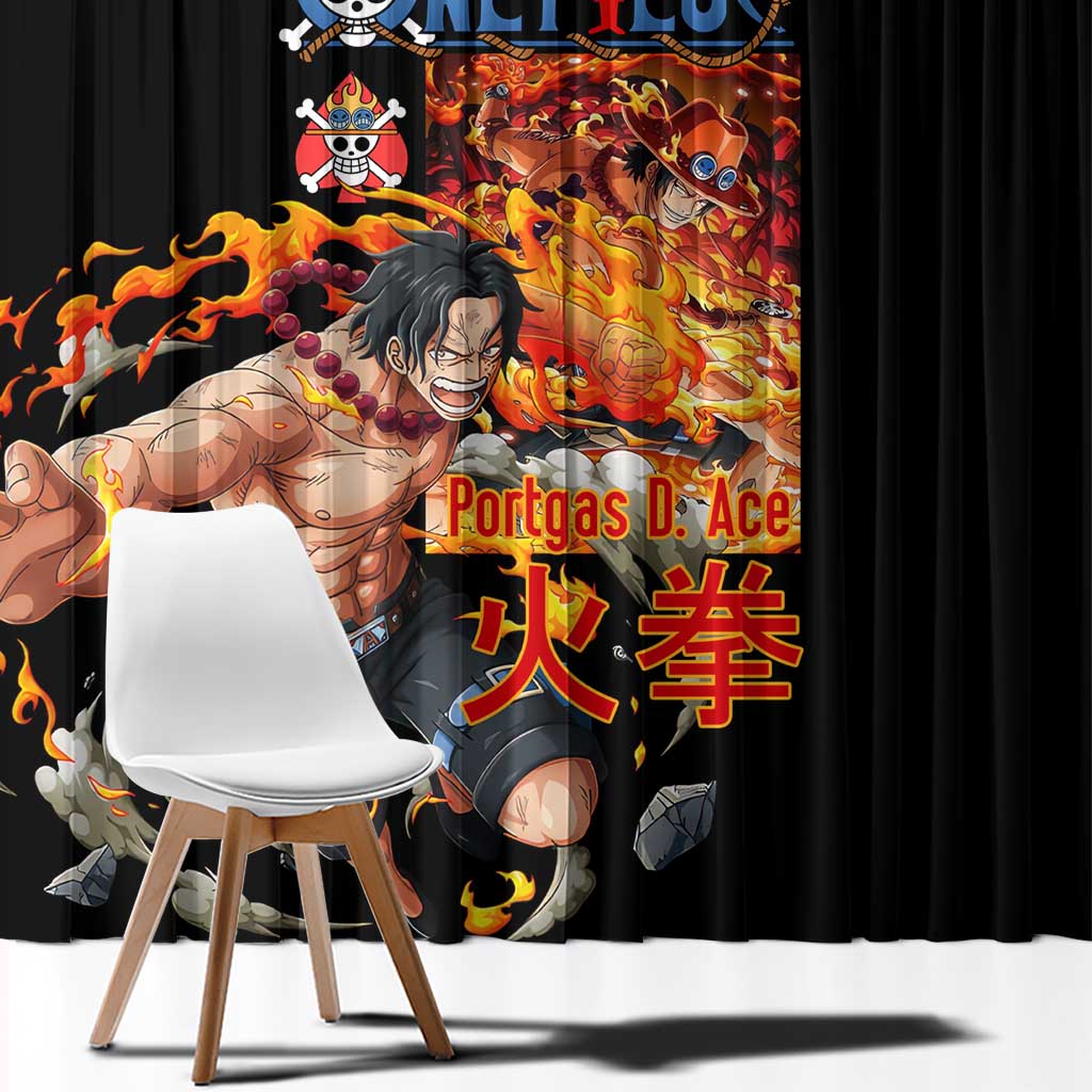 Portgas D. Ace V2 One Piece Window Curtain Anime Style