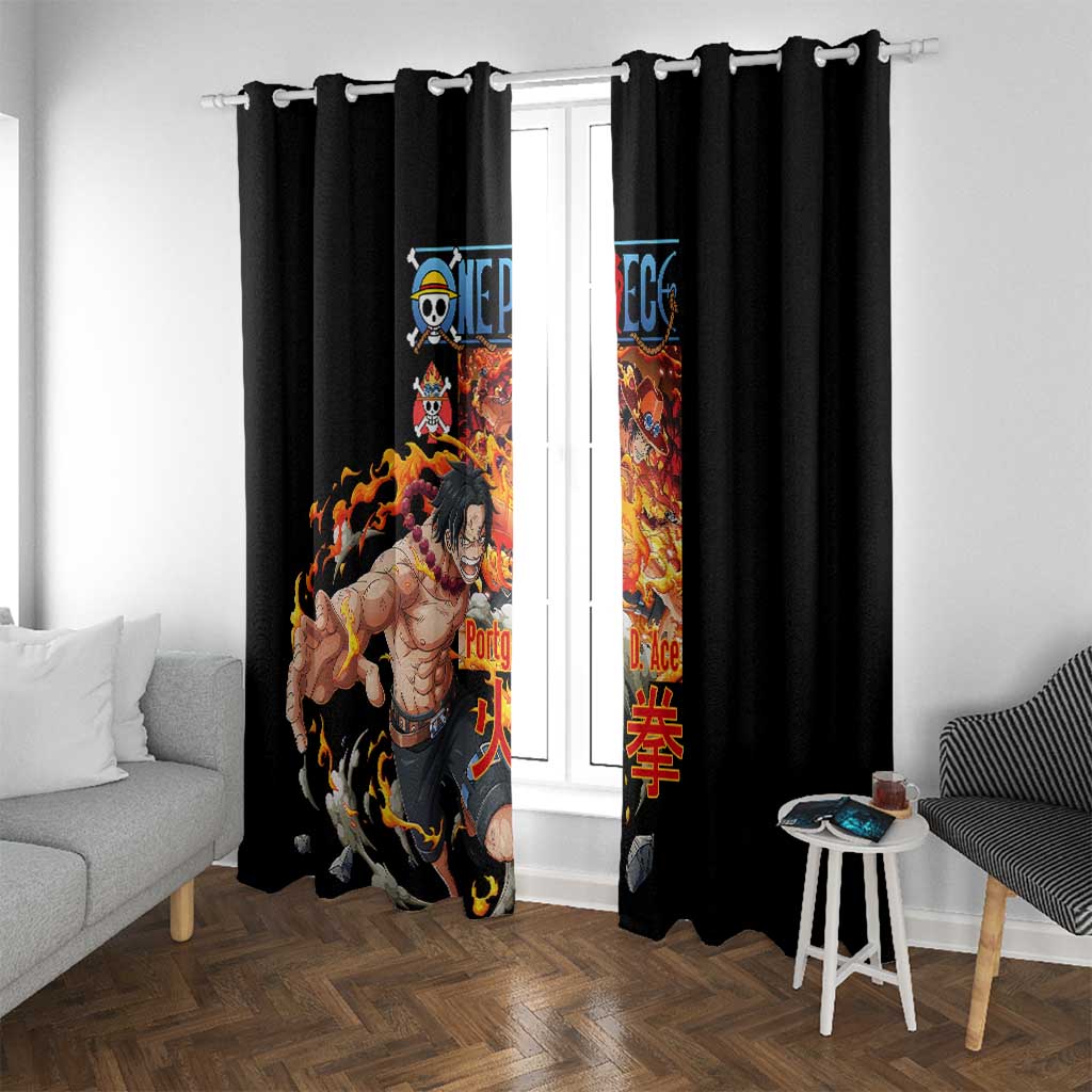 Portgas D. Ace V2 One Piece Window Curtain Anime Style