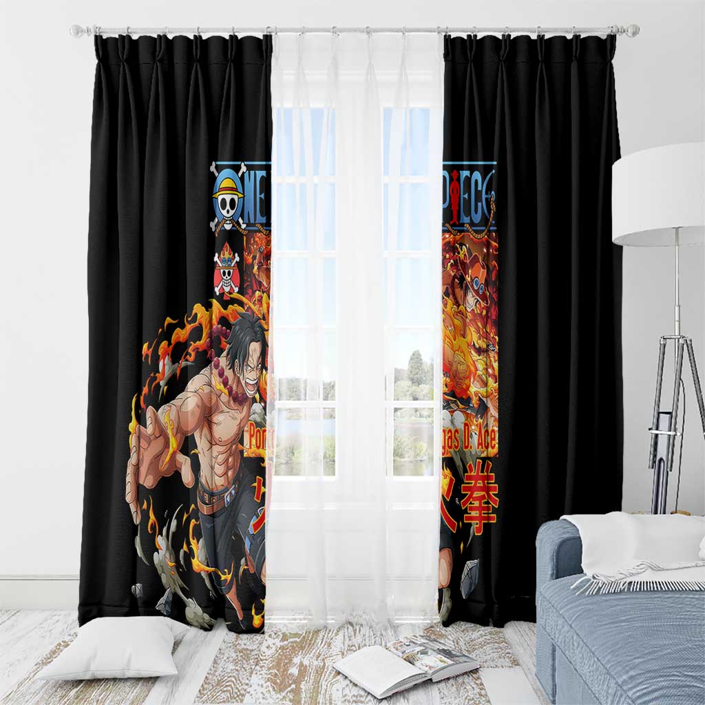 Portgas D. Ace V2 One Piece Window Curtain Anime Style