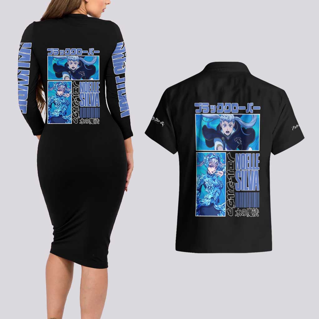 Noelle Silva Black Clover Couples Matching Long Sleeve Bodycon Dress and Hawaiian Shirt Anime Style