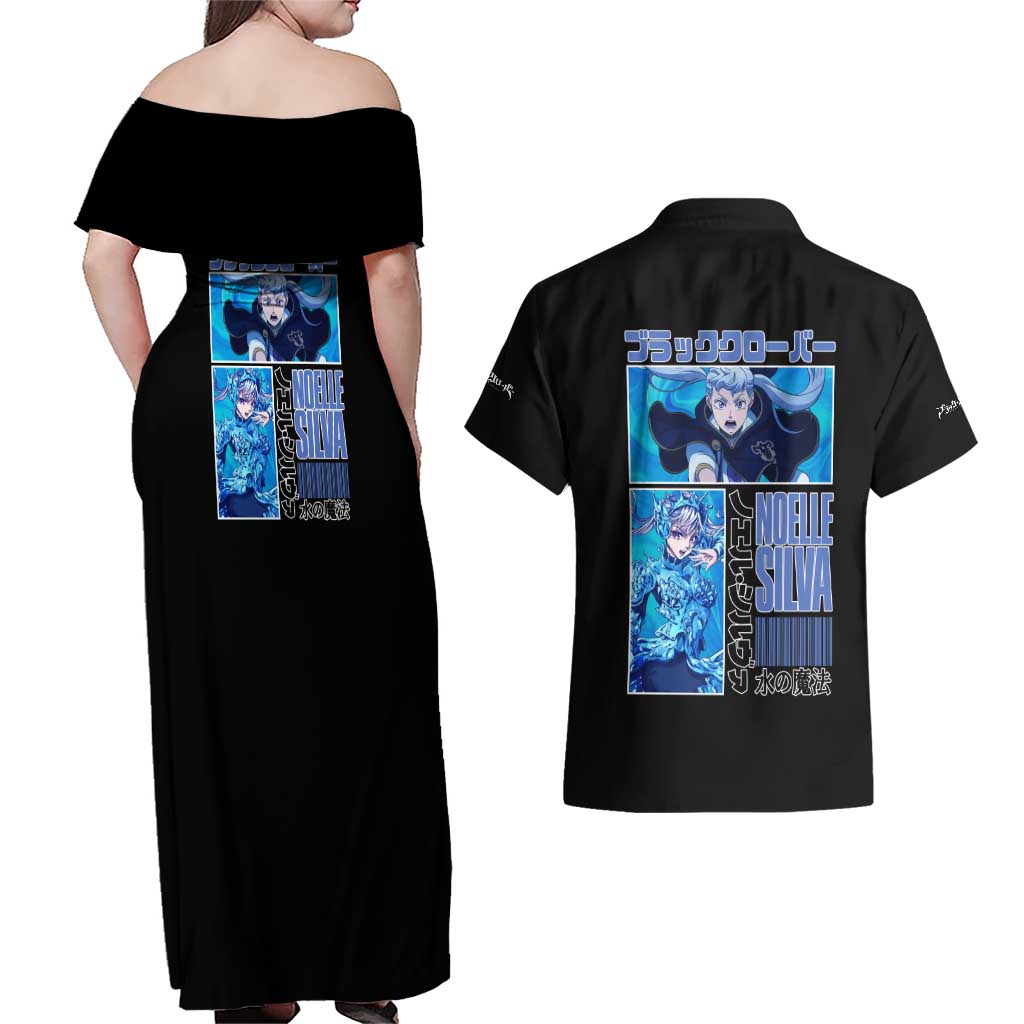 Noelle Silva Black Clover Couples Matching Off Shoulder Maxi Dress and Hawaiian Shirt Anime Style