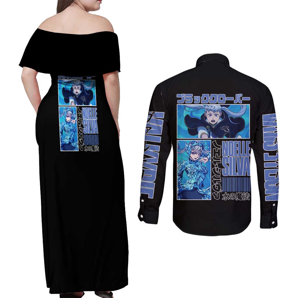 Noelle Silva Black Clover Couples Matching Off Shoulder Maxi Dress and Long Sleeve Button Shirt Anime Style