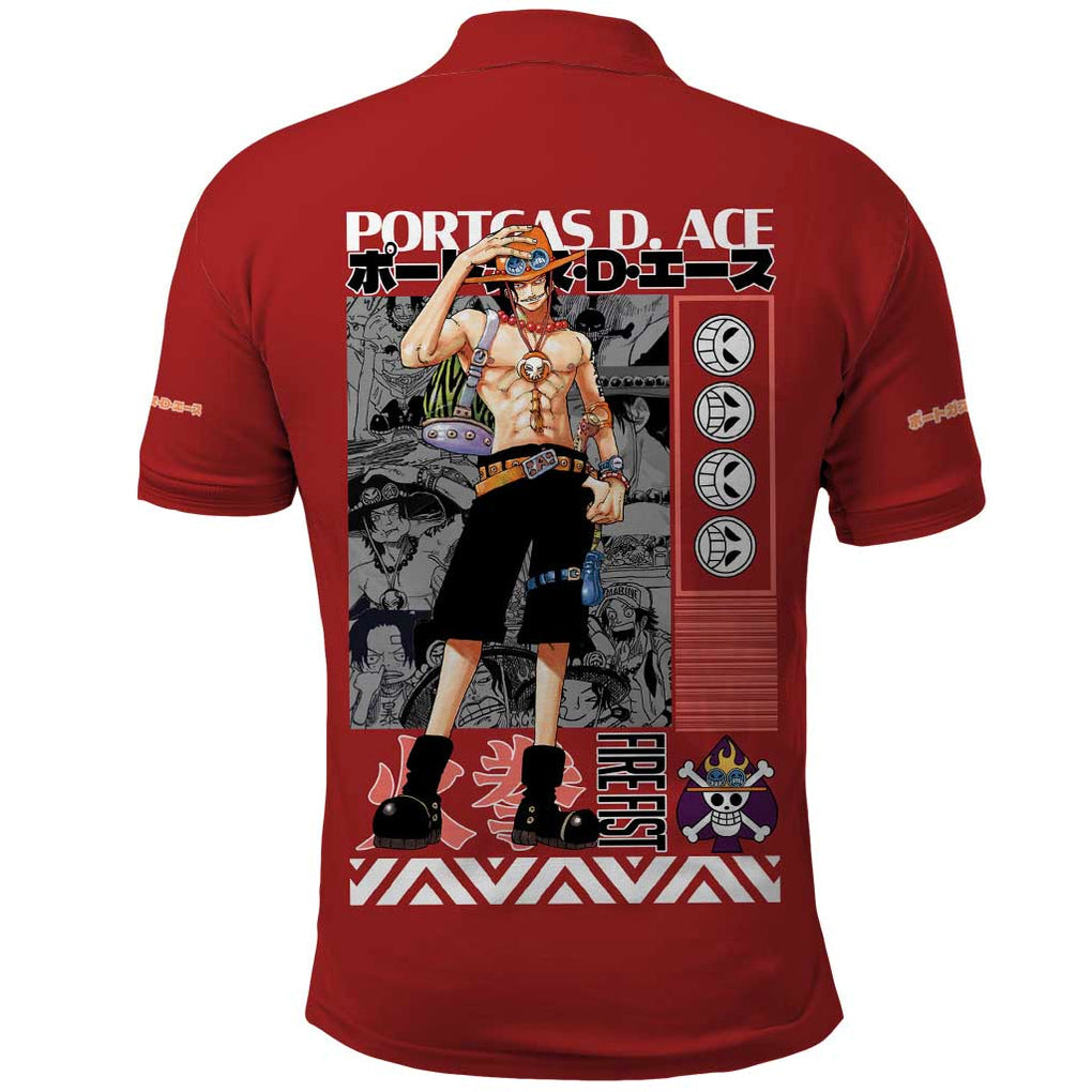 Fire Fist - Portgas D. Ace One Piece Polo Shirt Anime Style