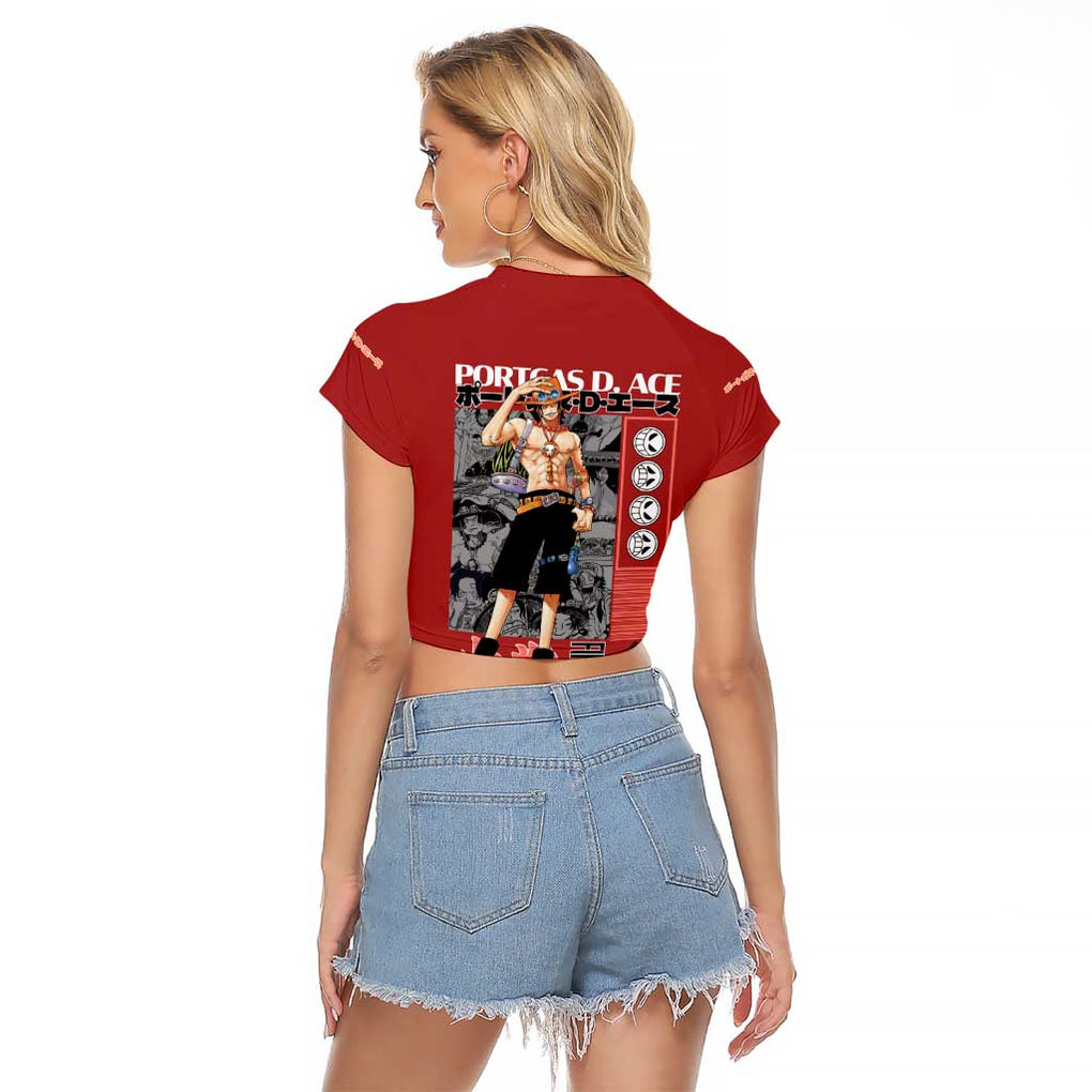 Fire Fist - Portgas D. Ace One Piece Raglan Cropped T Shirt Anime Style