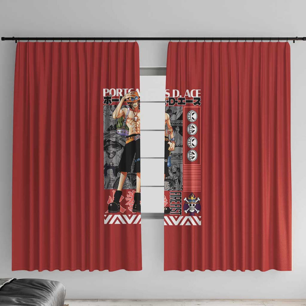 Fire Fist - Portgas D. Ace One Piece Window Curtain Anime Style