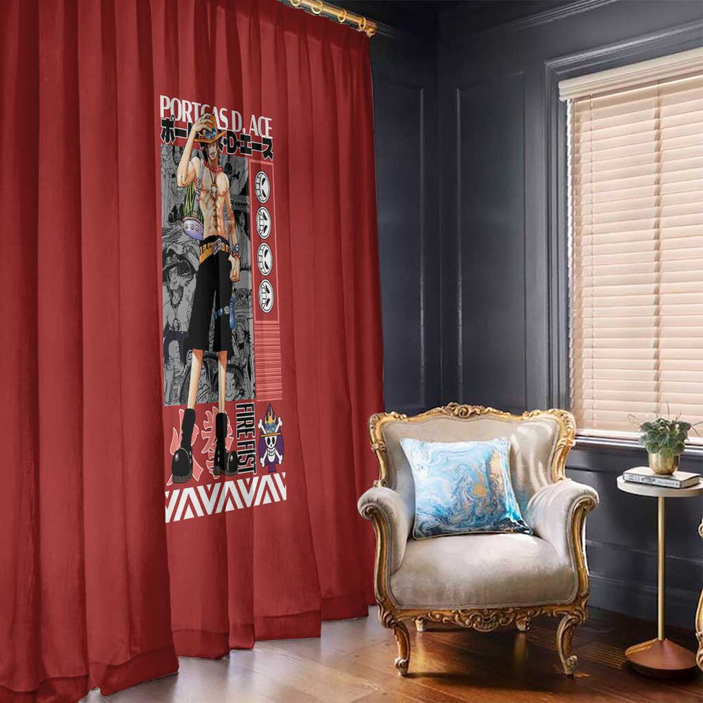 Fire Fist - Portgas D. Ace One Piece Window Curtain Anime Style