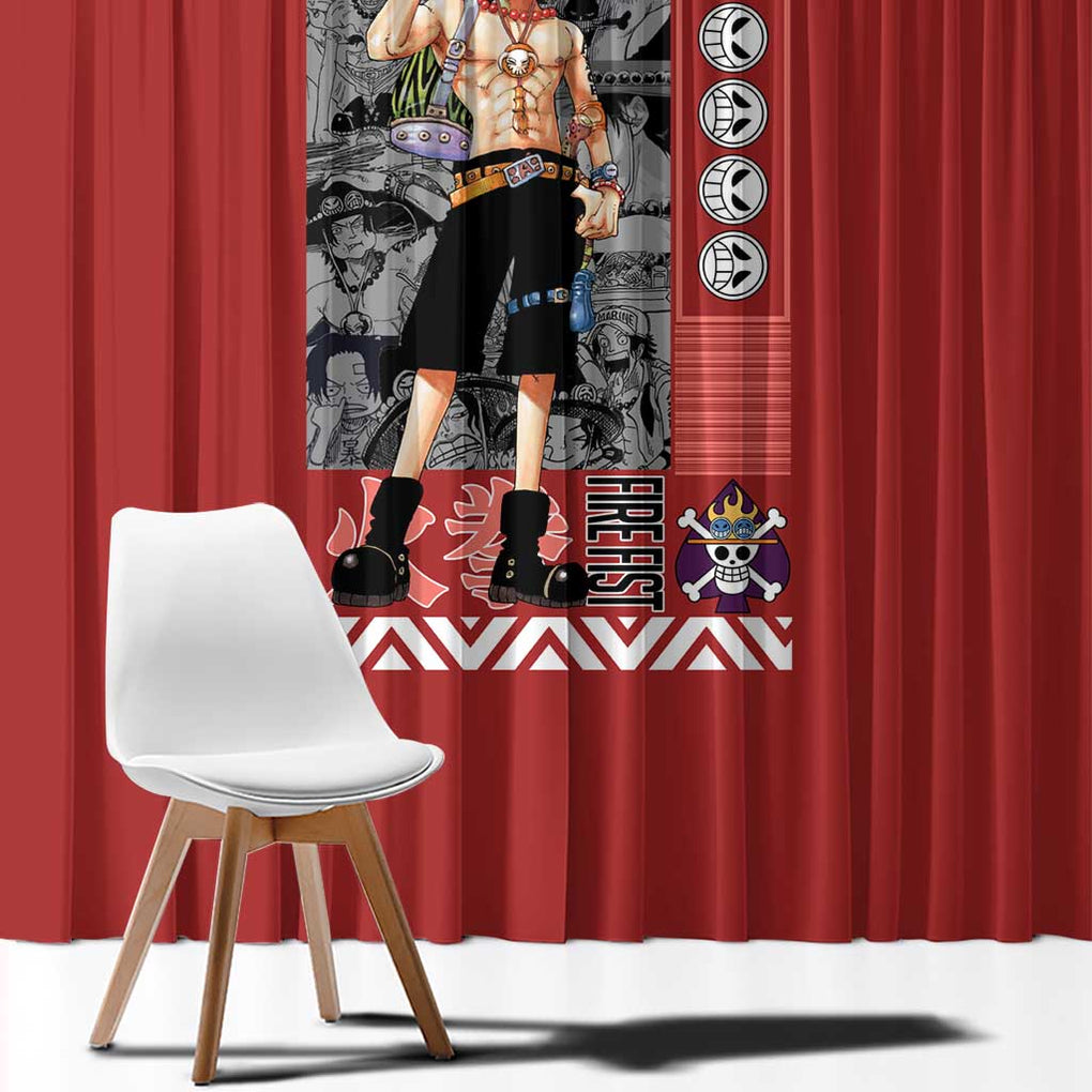 Fire Fist - Portgas D. Ace One Piece Window Curtain Anime Style