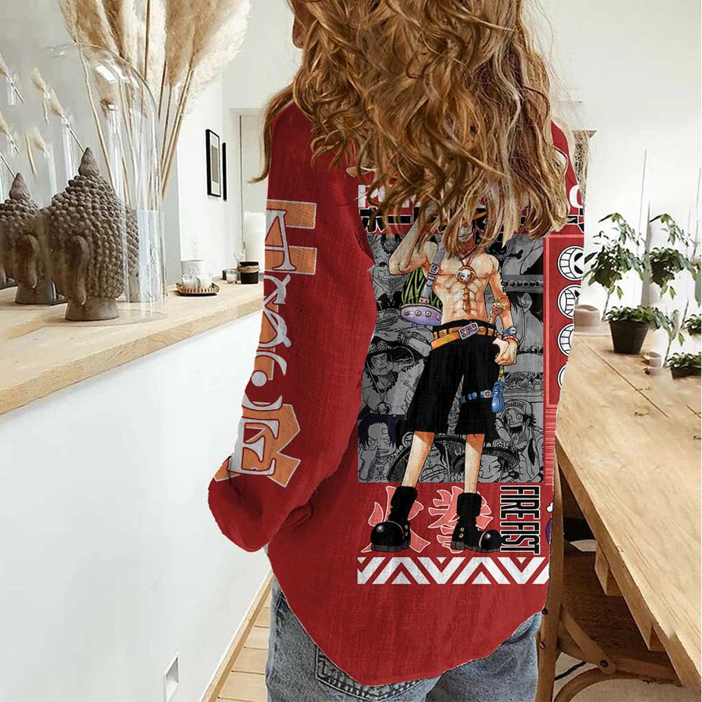 Fire Fist - Portgas D. Ace One Piece Women Casual Shirt Anime Style