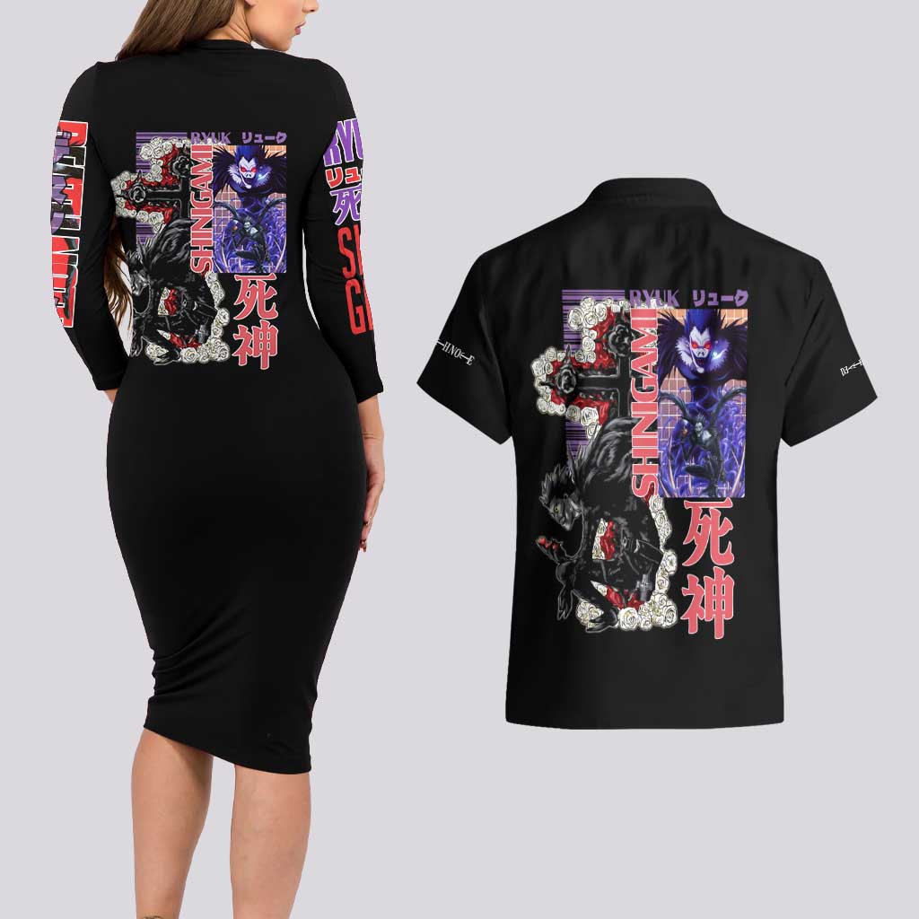 Ryuk Death Note Couples Matching Long Sleeve Bodycon Dress and Hawaiian Shirt Anime Style