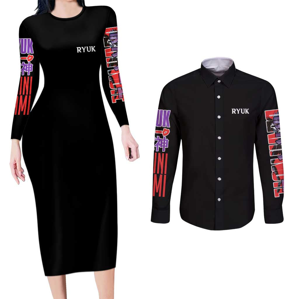 Ryuk Death Note Couples Matching Long Sleeve Bodycon Dress and Long Sleeve Button Shirt Anime Style