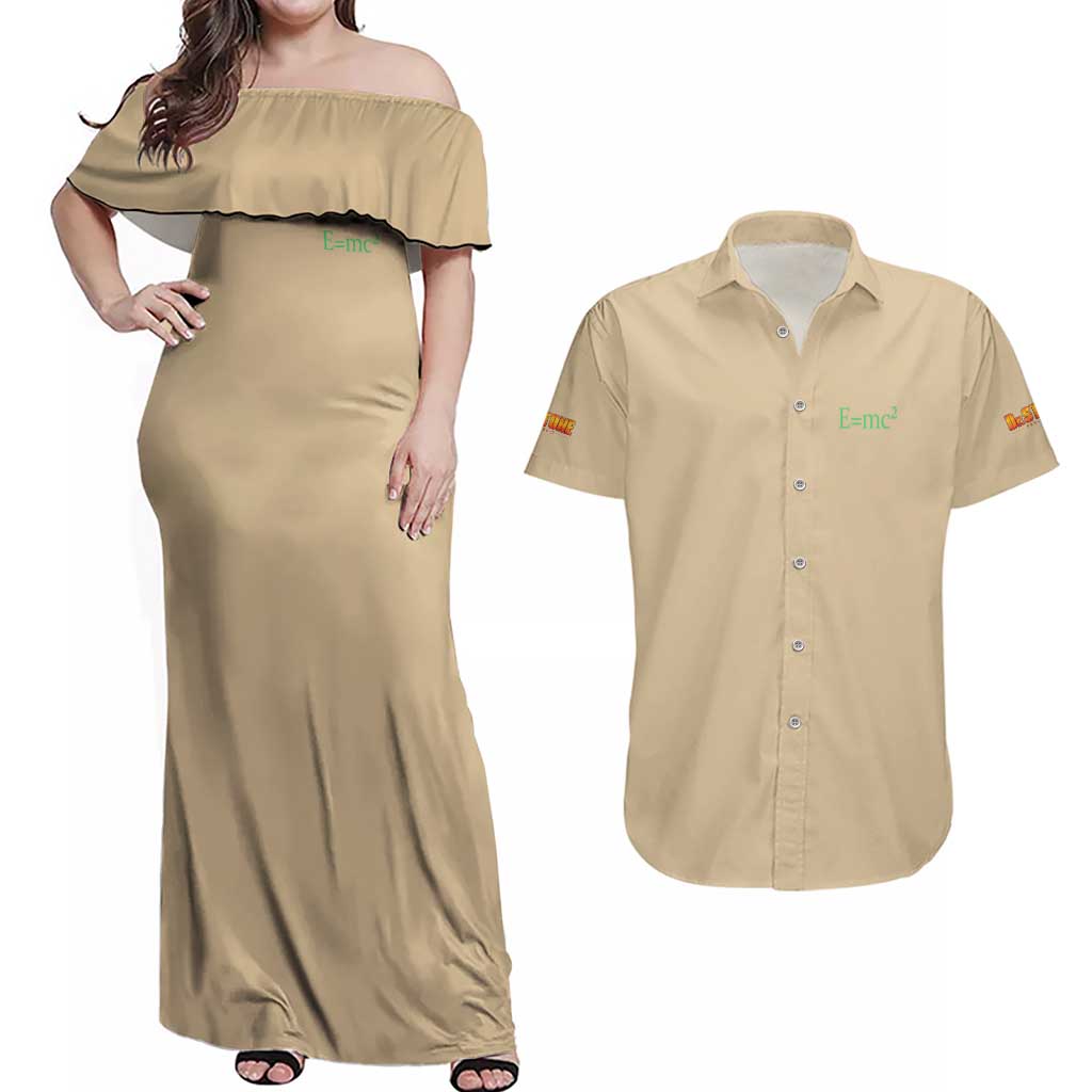 Senku Ishigami Dr. Stone Couples Matching Off Shoulder Maxi Dress and Hawaiian Shirt Anime Style