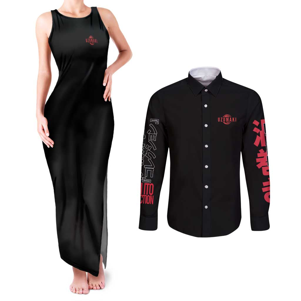 Uzumaki Junji Ito Collection Couples Matching Tank Maxi Dress and Long Sleeve Button Shirt Anime Style