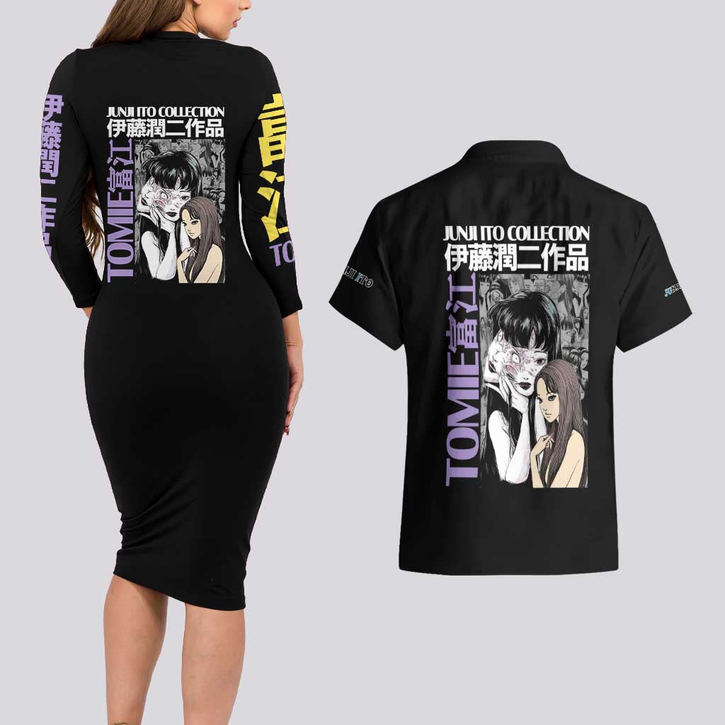 Tomie Junji Ito Collection Couples Matching Long Sleeve Bodycon Dress and Hawaiian Shirt Anime Style