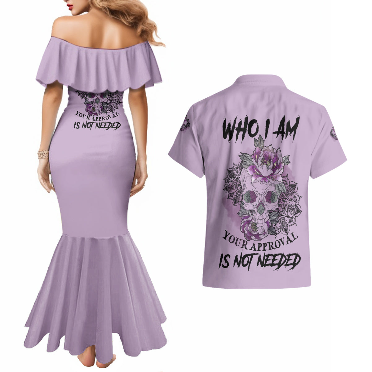 i-am-who-i-am-skull-couples-matching-mermaid-dress-and-hawaiian-shirt