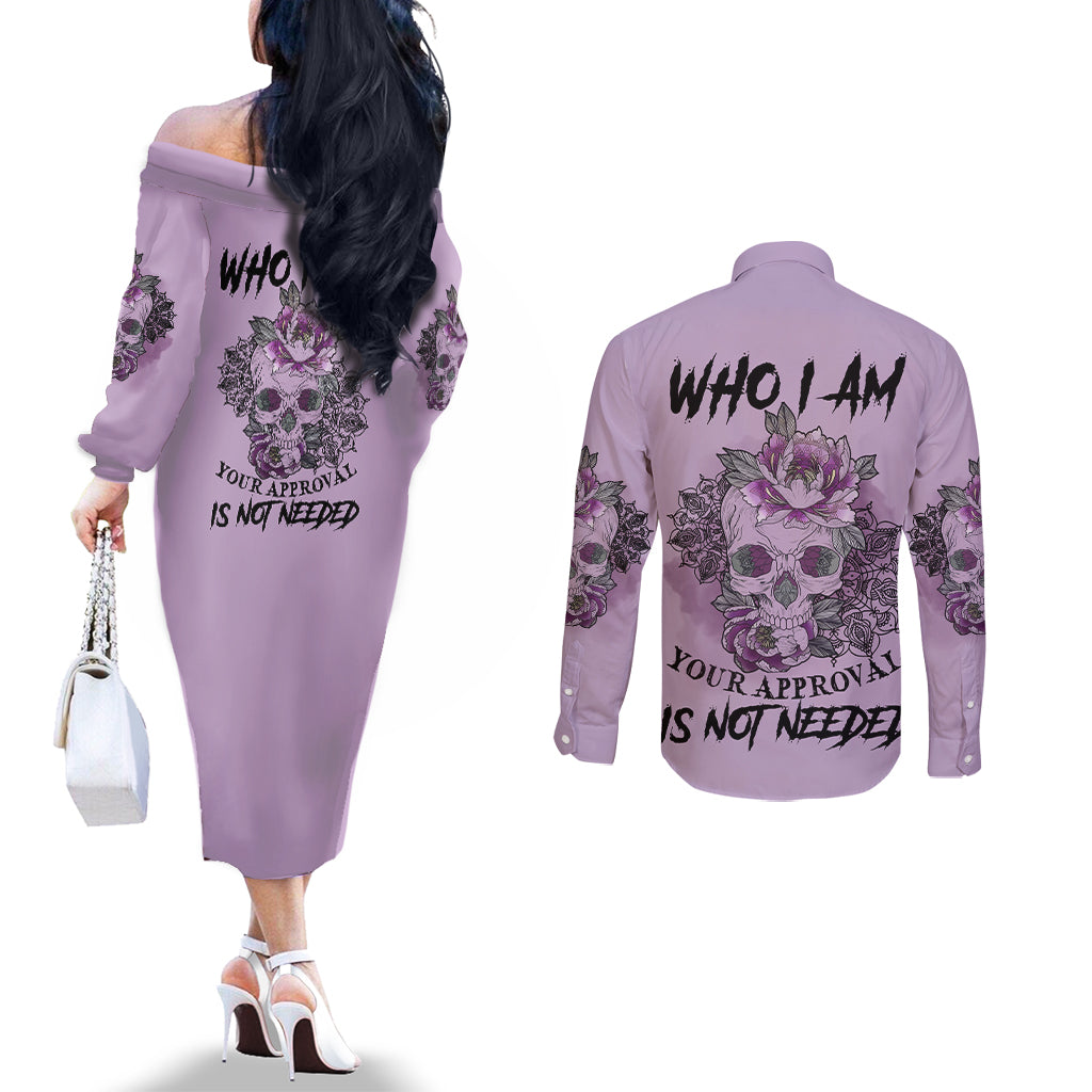i-am-who-i-am-skull-couples-matching-off-the-shoulder-long-sleeve-dress-and-long-sleeve-button-shirt