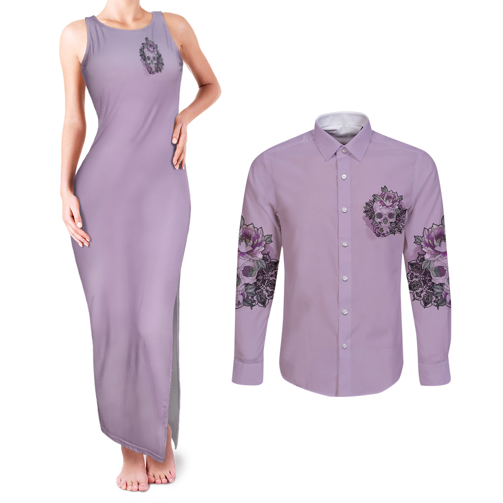 i-am-who-i-am-skull-couples-matching-tank-maxi-dress-and-long-sleeve-button-shirt