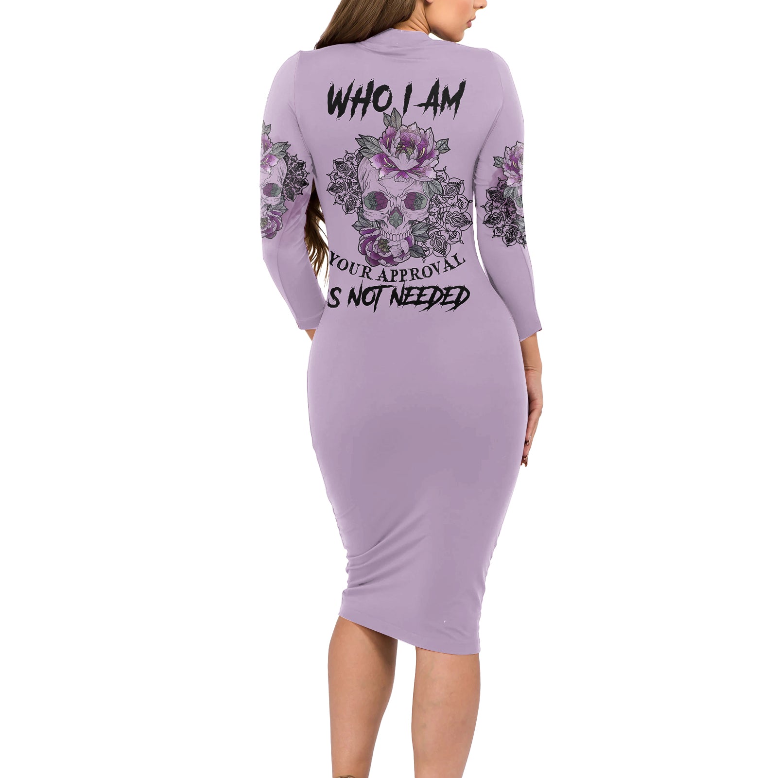 i-am-who-i-am-skull-long-sleeve-bodycon-dress