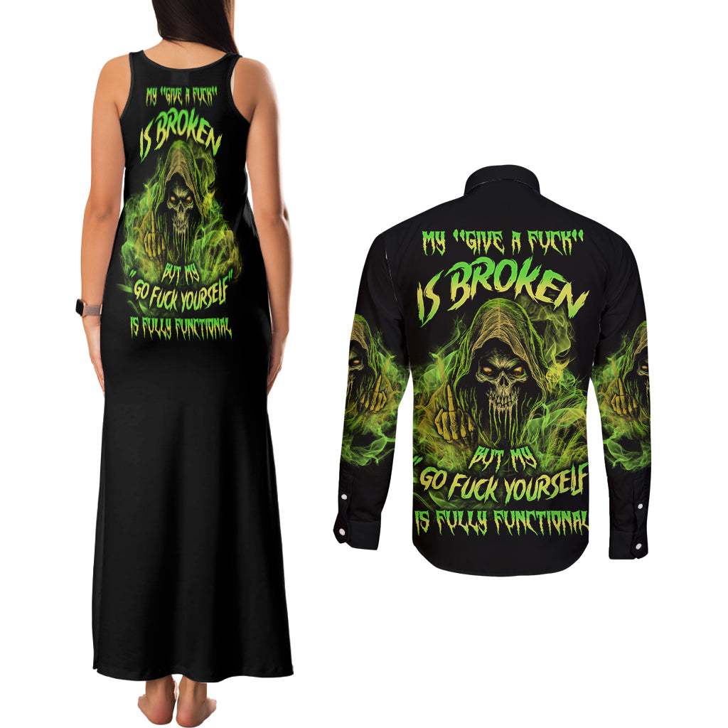 my-give-a-f-is-broken-reaper-couples-matching-tank-maxi-dress-and-long-sleeve-button-shirt