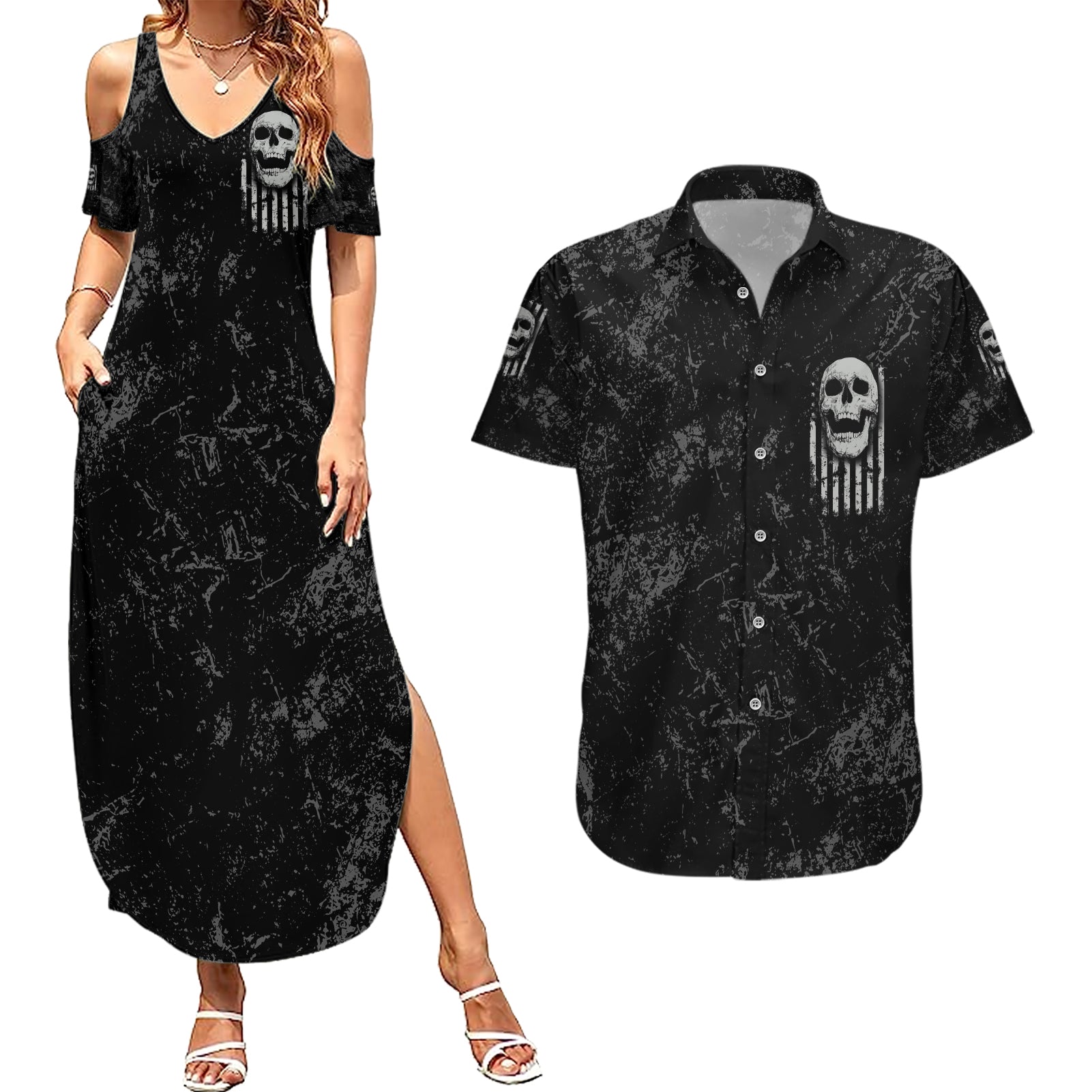 idgaf-flag-skull-couples-matching-summer-maxi-dress-and-hawaiian-shirt