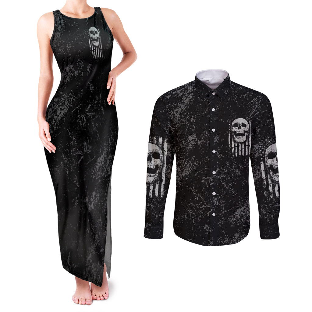 idgaf-flag-skull-couples-matching-tank-maxi-dress-and-long-sleeve-button-shirt