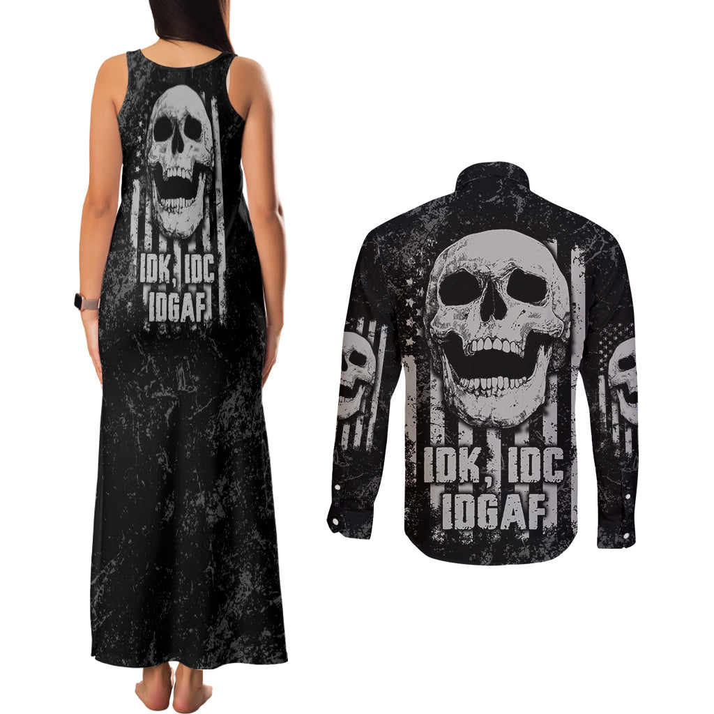 idgaf-flag-skull-couples-matching-tank-maxi-dress-and-long-sleeve-button-shirt