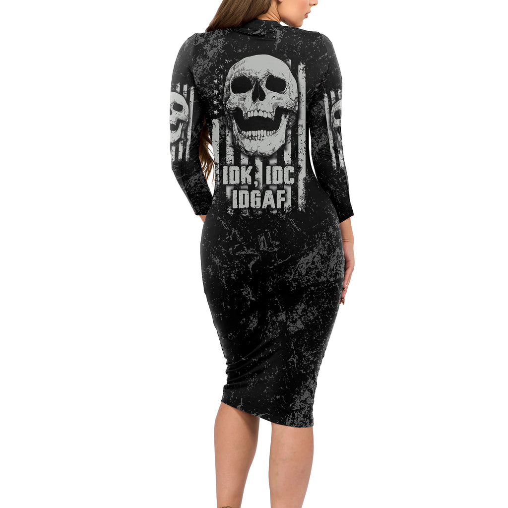 idgaf-flag-skull-long-sleeve-bodycon-dress