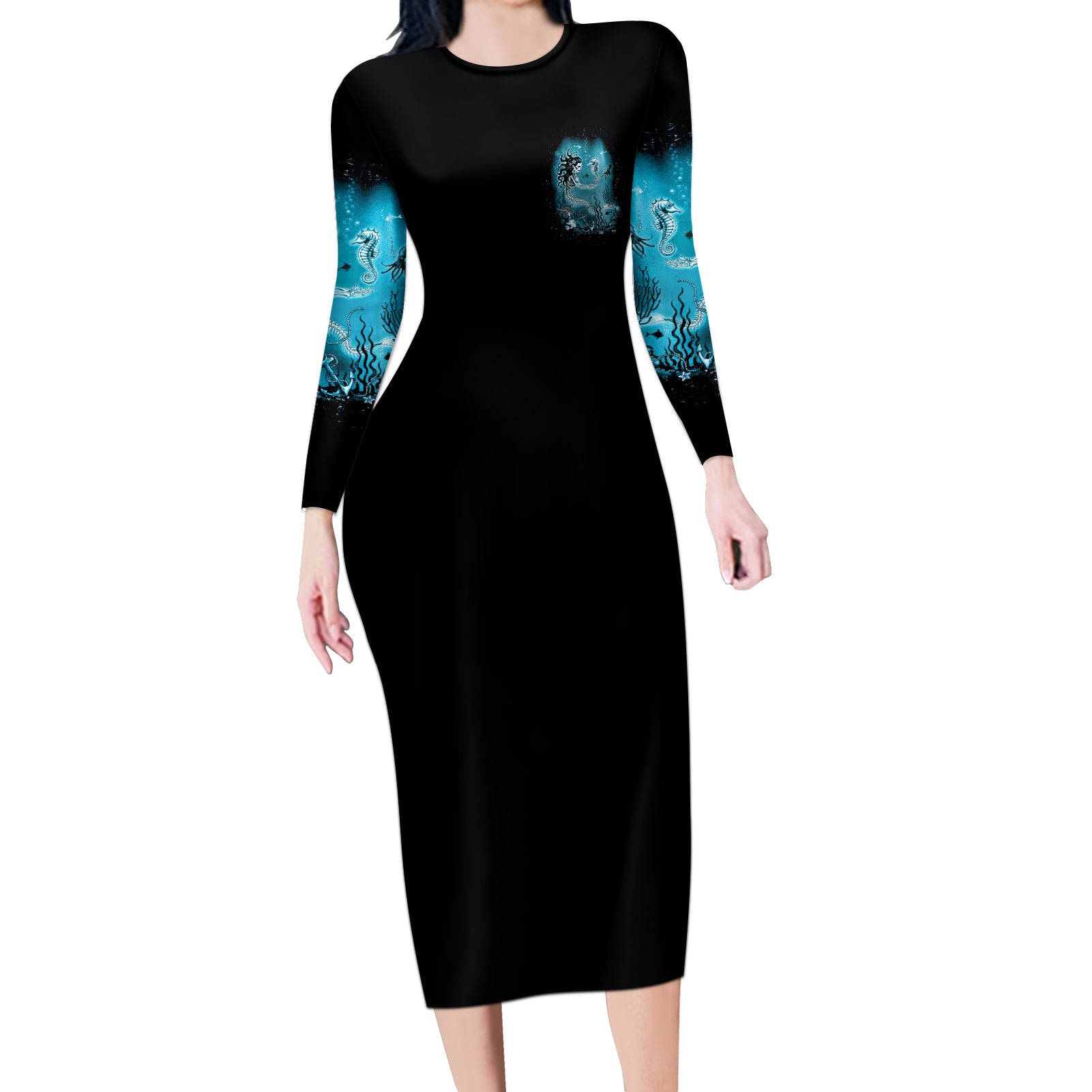 salty-witch-mermaid-halloween-long-sleeve-bodycon-dress