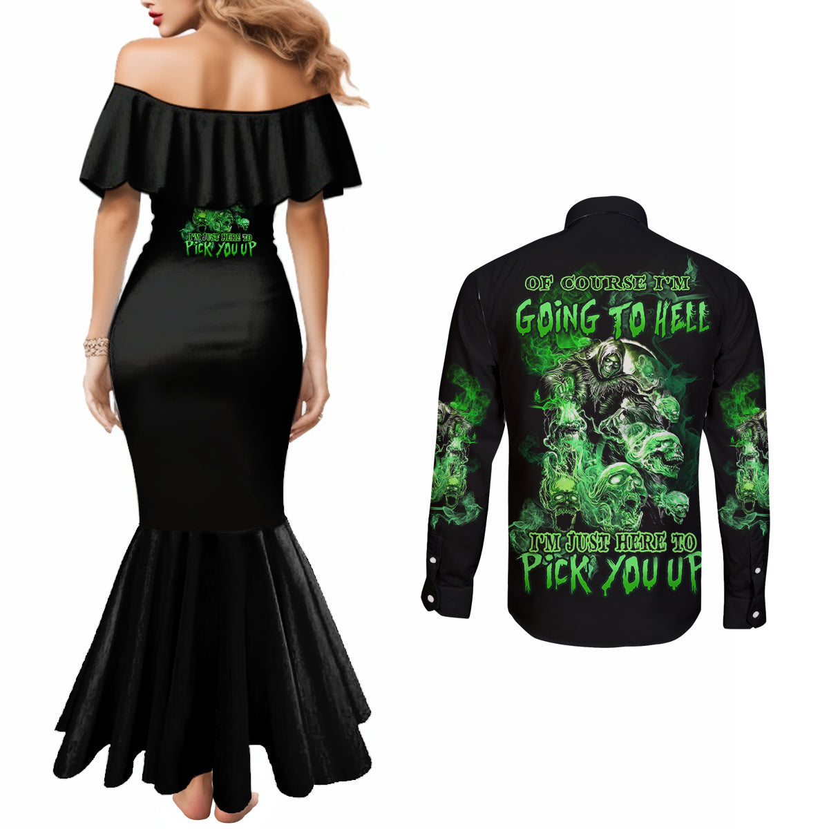 i-am-the-storm-skull-couples-matching-mermaid-dress-and-long-sleeve-button-shirt