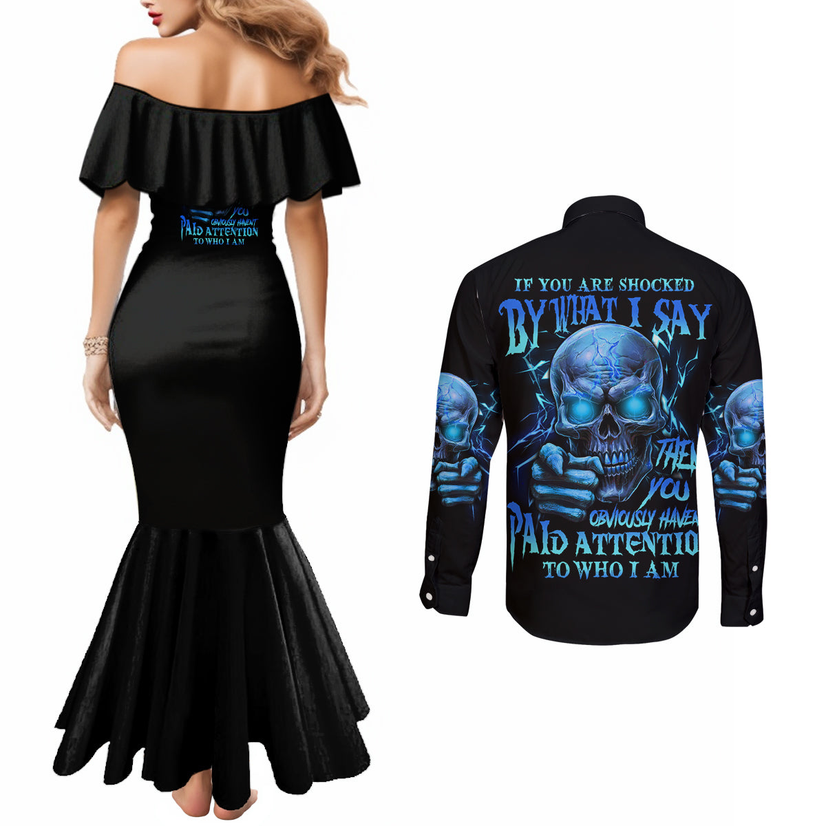 if-you-are-shocked-by-what-i-say-couples-matching-mermaid-dress-and-long-sleeve-button-shirt
