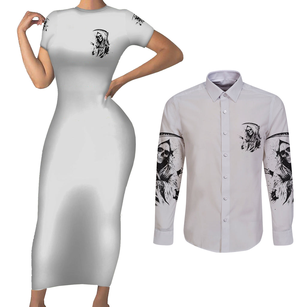 i-cant-go-to-hell-reaper-skull-couples-matching-short-sleeve-bodycon-dress-and-long-sleeve-button-shirt