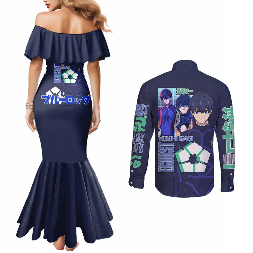 Isagi Yoichi Blue Lock Couples Matching Mermaid Dress and Long Sleeve Button Shirt Japan Anime Style