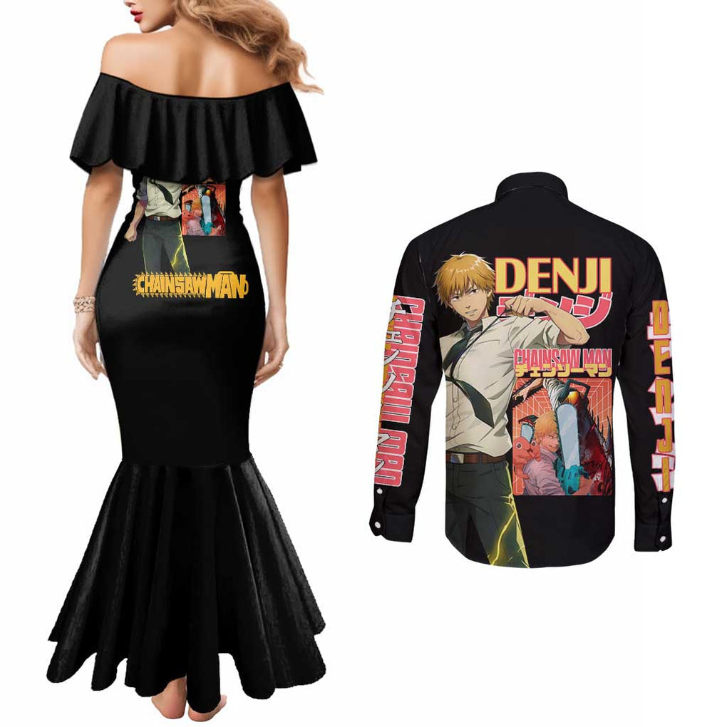 Denji V4 Chainsaw Man Couples Matching Mermaid Dress and Long Sleeve Button Shirt Japan Anime Style