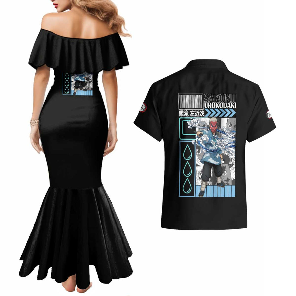 Sakonji Urokodaki Demon Slayer Couples Matching Mermaid Dress and Hawaiian Shirt Japan Anime Style