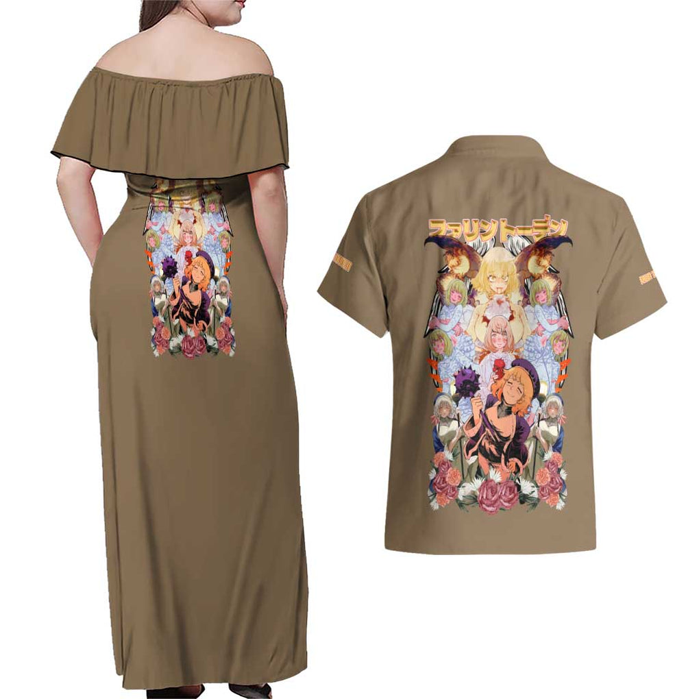 Falin Touden Delicious in Dungeon Couples Matching Off Shoulder Maxi Dress and Hawaiian Shirt Japan Anime Style
