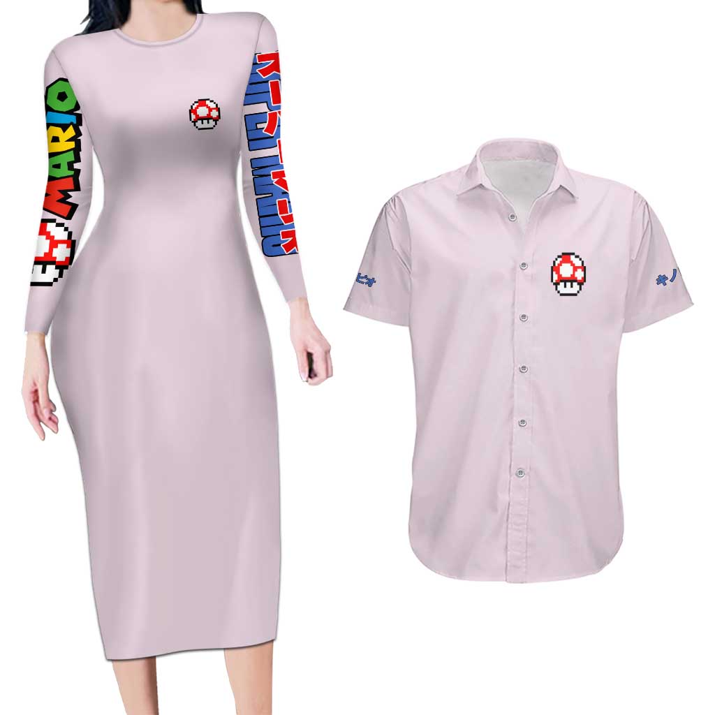 Toad Mario Bros Couples Matching Long Sleeve Bodycon Dress and Hawaiian Shirt Japan Anime Style - The Mazicc