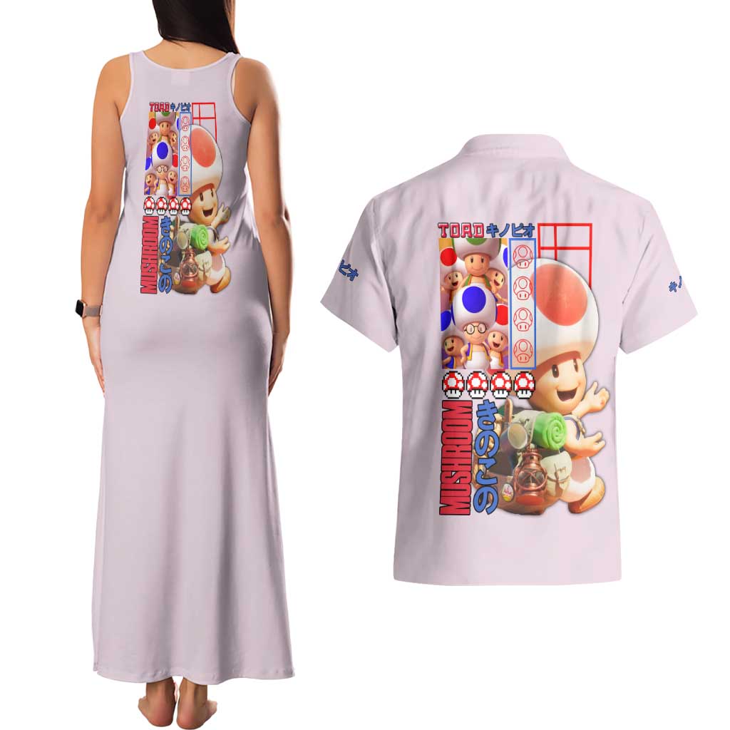 Toad Mario Bros Couples Matching Tank Maxi Dress and Hawaiian Shirt Japan Anime Style - The Mazicc