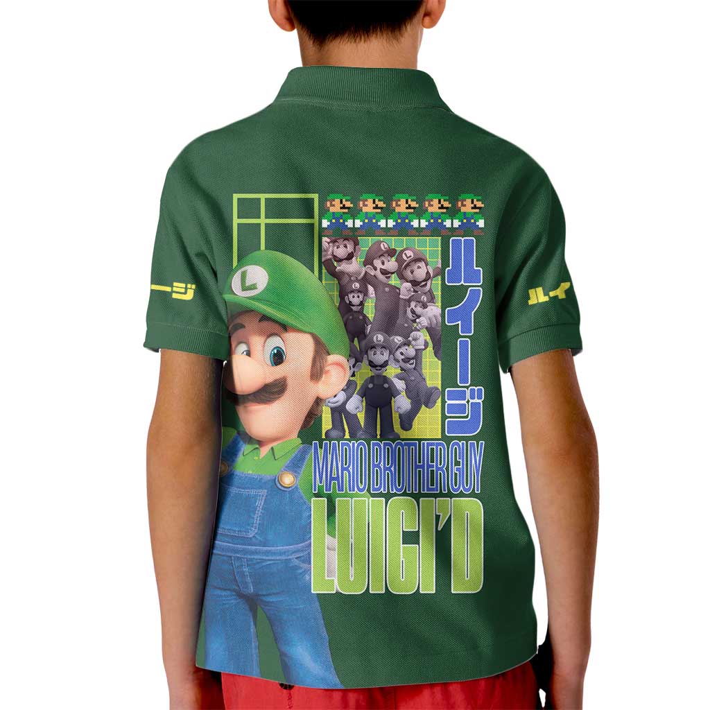 Luigi Mario Bros Kid Polo Shirt Japan Anime Style - The Mazicc