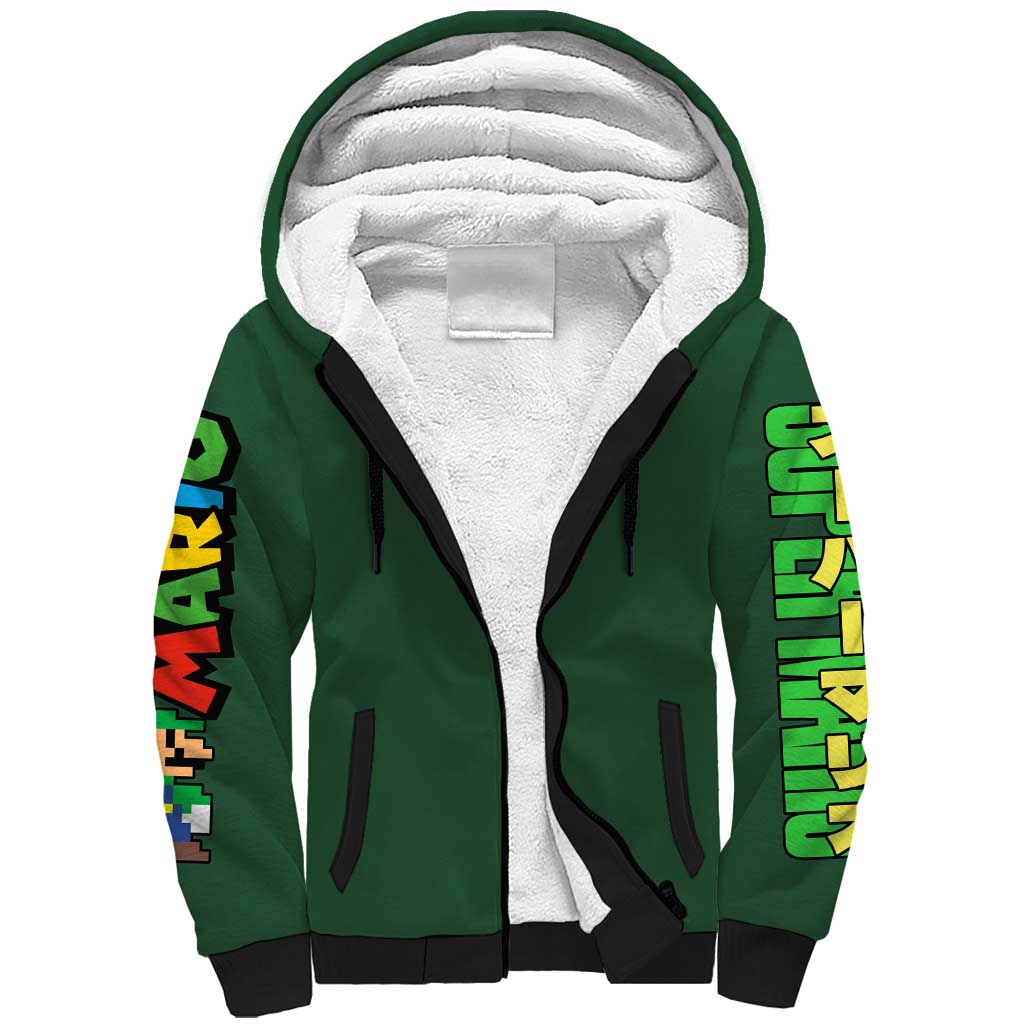 Luigi Mario Bros Sherpa Hoodie Japan Anime Style - The Mazicc