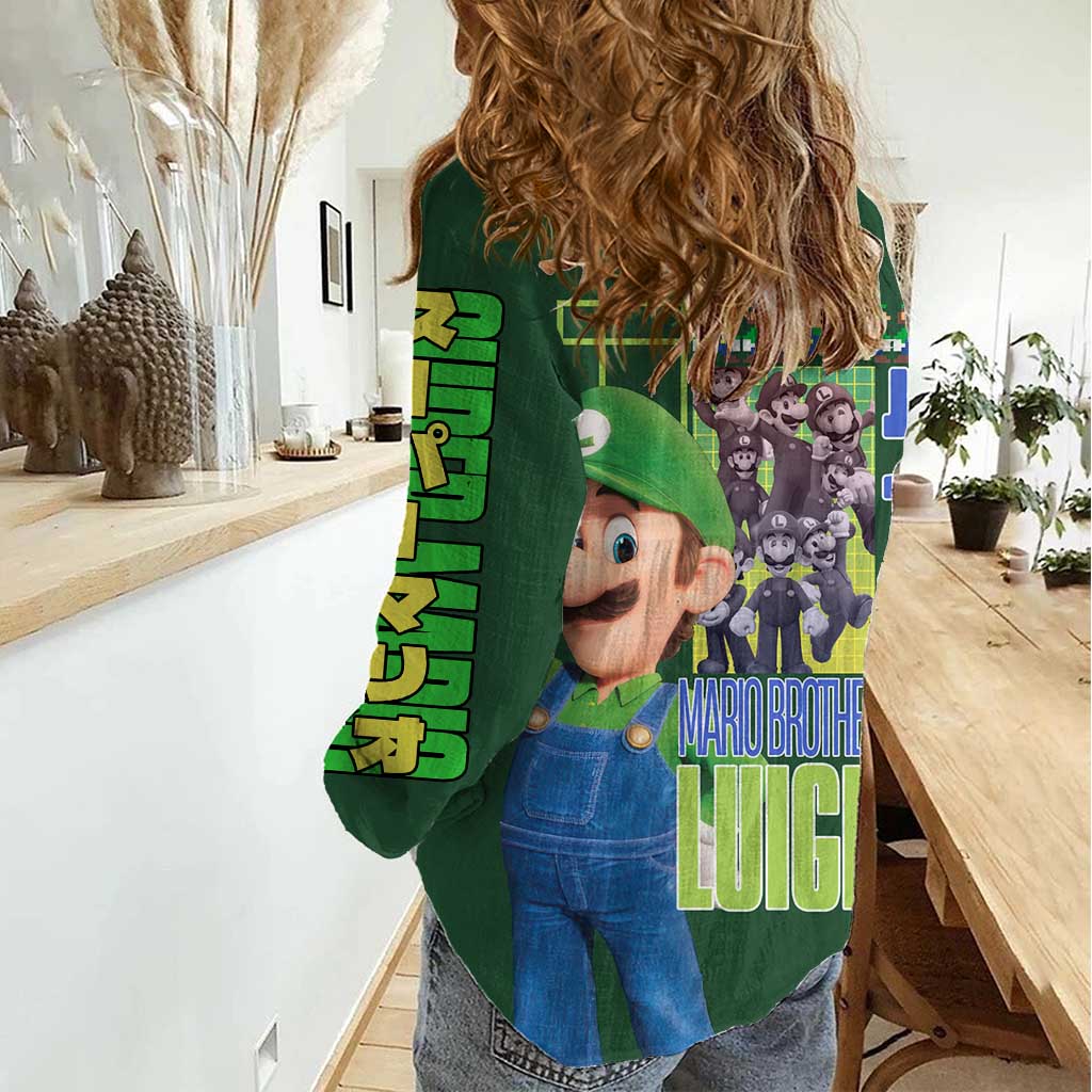 Luigi Mario Bros Women Casual Shirt Japan Anime Style - The Mazicc
