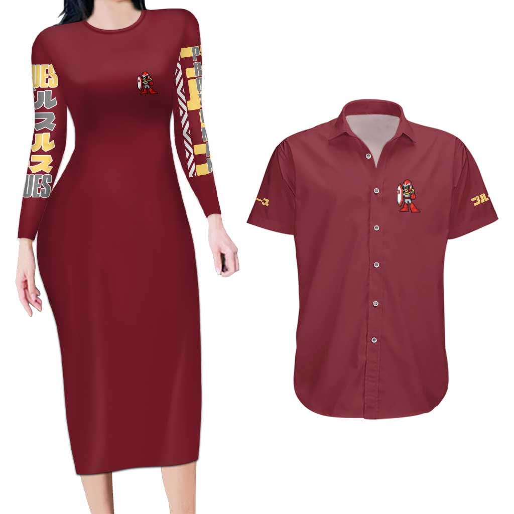 Proto Man Mega Man Couples Matching Long Sleeve Bodycon Dress and Hawaiian Shirt Japan Anime Style - The Mazicc